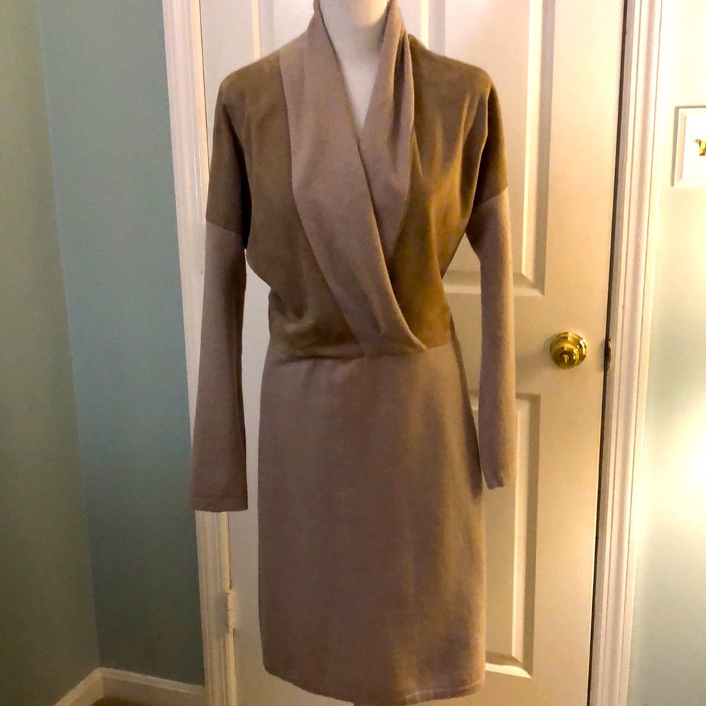 Suede and cashmere dress Taupe